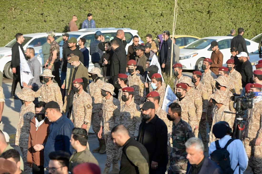 صور: الحشد يشيع “القائد أبو باقر” من أمام مديرية الإعلام