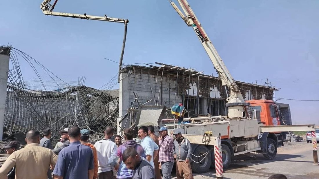 صور من الحويجة: انهيار جامع وقاعة مناسبات أثناء الصب بسبب خلل هندسي
