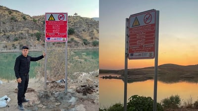 تابلۆ و نوسراوی هۆشیاری بۆ دوور بوون لە خنکان لەسەر رووبارەکان دانران