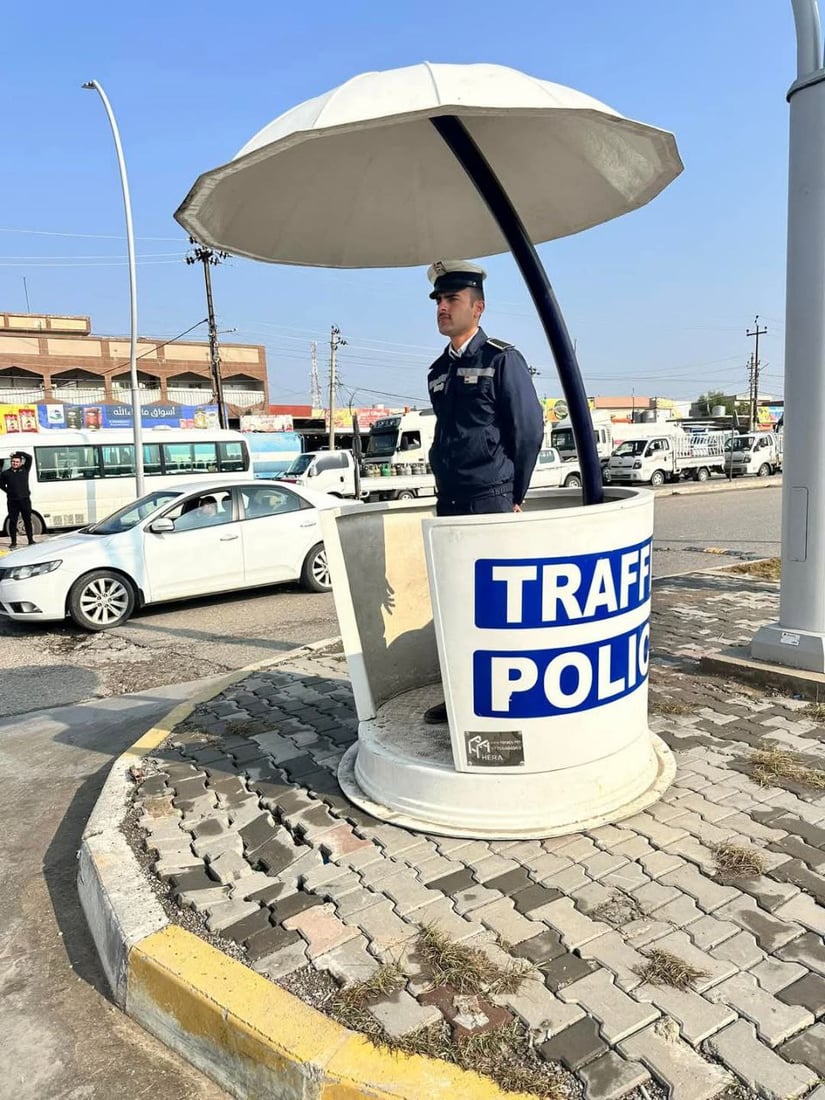 مفرزة جديدة على طريق كركوك أربيل.. فلكة تربك التلاميذ ومحطة الوقود