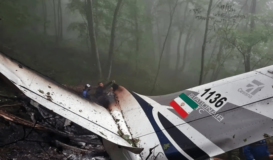 964 ساغکردنەوە بۆ وێنەی ئەو فڕۆکەیە دەکات کە گوایە رەئیسی تیادا بووە