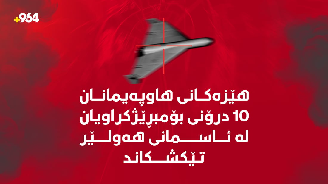 “هێزەکانی هاوپەیمانان 10 درۆنی بۆمبڕێژکراویان لە ئاسمانی هەولێر تێکشکاند”