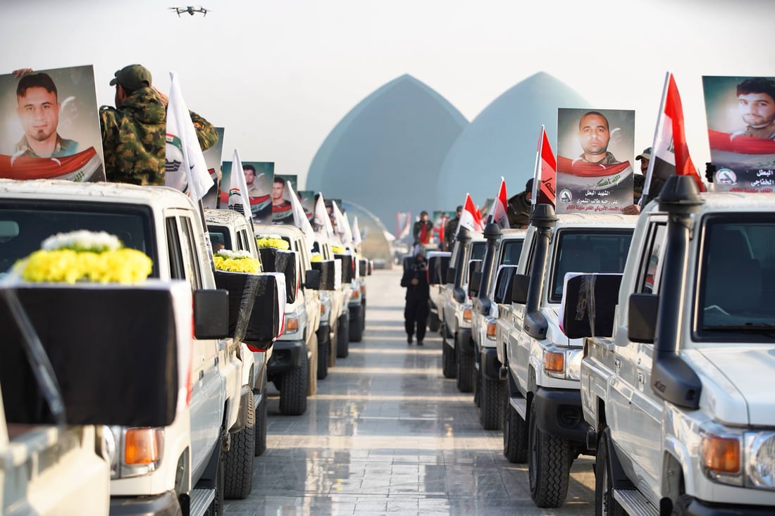 صور: الحشد يستذكر قصف معسكراته في القائم بتشييع رمزي