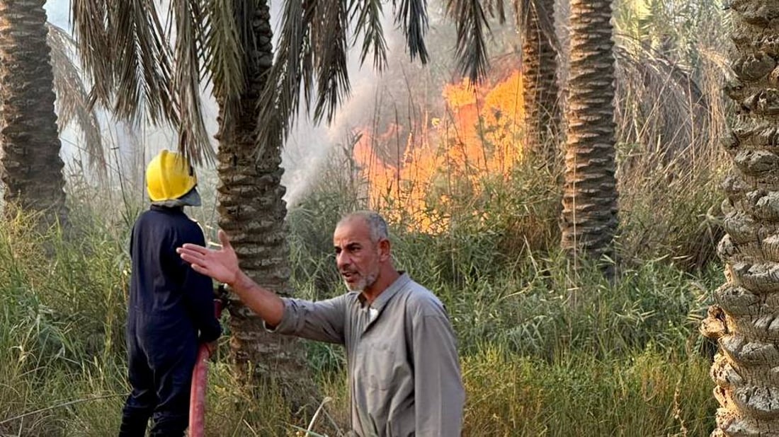 البصرة: بسبب لعب الأطفال.. حريق يلتهم 100 نخلة في قضاء الصادق