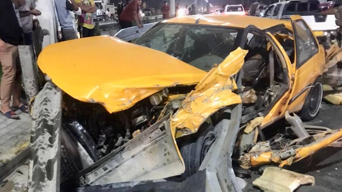 صور: مصرع سائق “بيجو” في حادث مروع مع “بيك اب وسكانيا” شمال البصرة