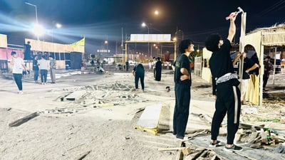 بانتظار نجوم المنبر.. صور من تشييد موكب شريفة بنت الإمام الحسن الأكبر في الخور