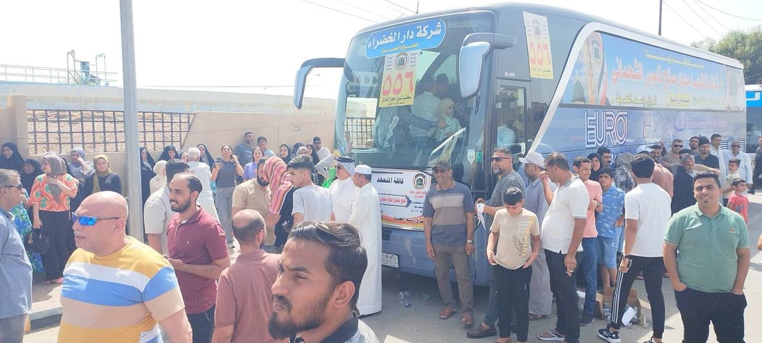 صور: 13 قافلة حجيج من واسط تتجمع في كربلاء قبل العبور إلى الأراضي السعودية