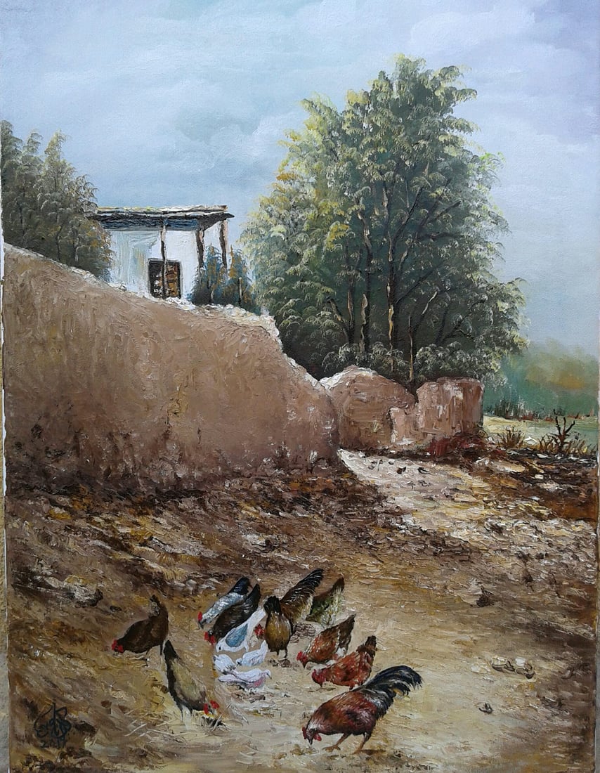 “بالدشداشة والعقال”.. ستيني بموهبة فطرية يُجسّد طبيعة الريف بلوحات عالمية