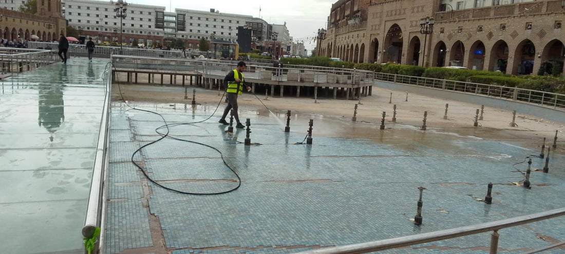 نافورەکانى ناو شارى هەولێر پاککرانەوە