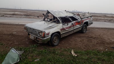 البصرة: سرعة مفرطة تقلب “بيك اب” وتصيب 3 اشخاص على طريق “نهران عمر”