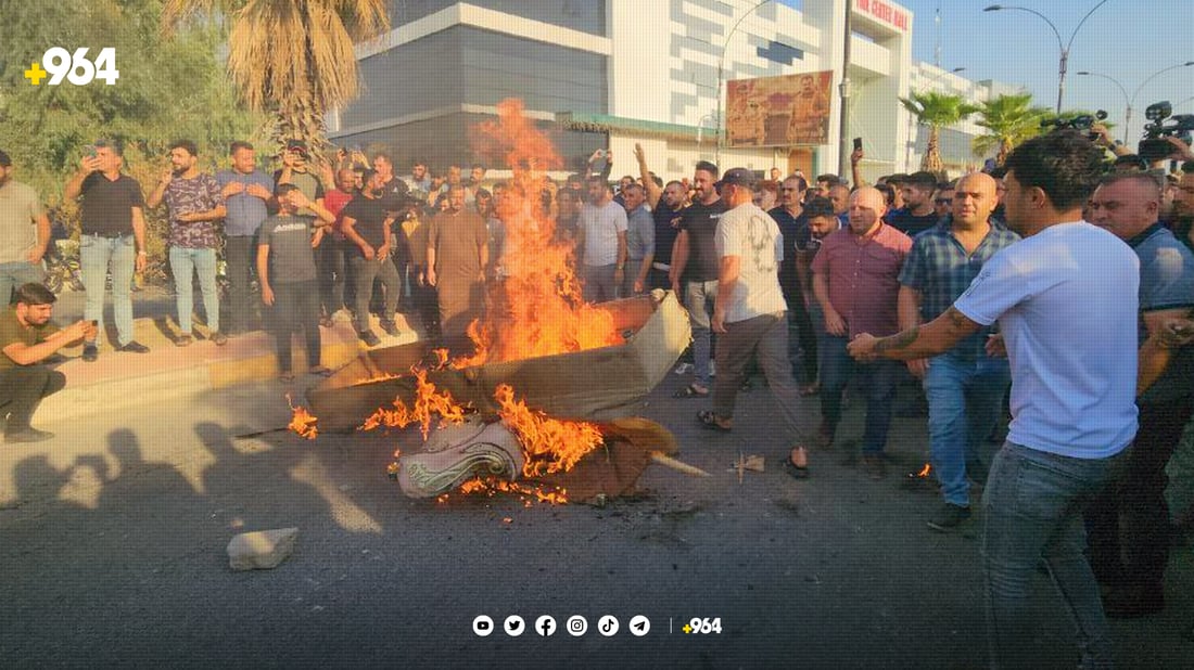 دیمەنی خۆپێساندانی دانیشتوانی رەحیم ئاوا لە کەرکوک.وێنە.964