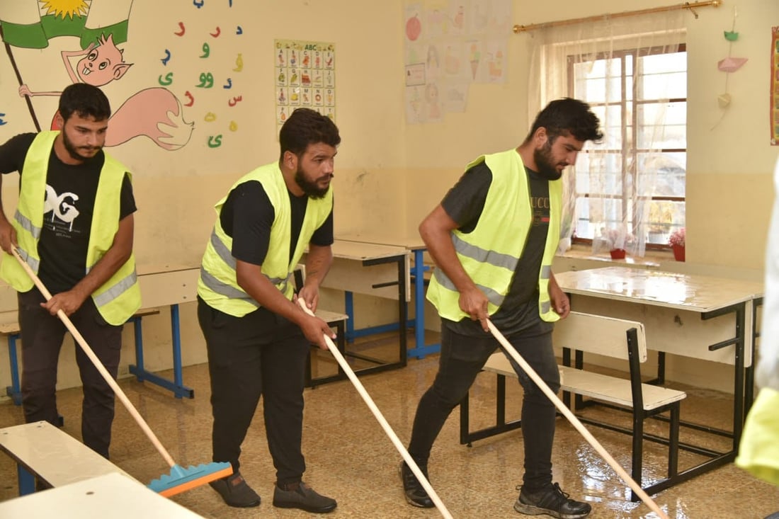 هەڵمەتی خاوێنکردنەوە و شوشتنی قوتابخانەکانی هەولێر بەردەوامە