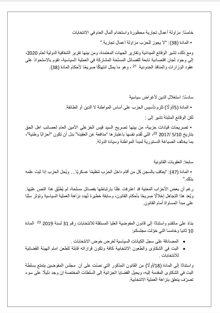 الوثائق الكاملة لدعوى منع العصائب وبدر وكل الفصائل المسلحة من الانتخابات