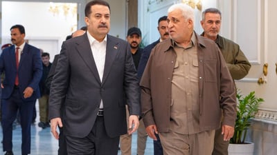 السوداني يجتمع بالفياض وأبو فدك: جاهل من يتهم الحشد بأعمال خارج إطار الدولة