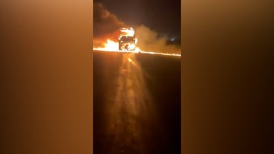 فيديو: الإيرانيون بخير على طريق الناصرية والنيران التهمت المنشأة بسرعة