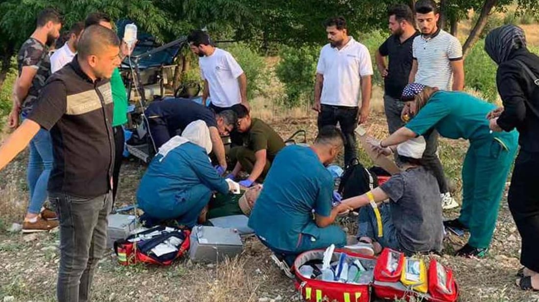 ئۆتۆمبێلێکى کارەبایى وەرگەڕا و چوار کەس بریندار بوون