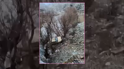 Car veers off Hafiz Bridge in slippery conditions