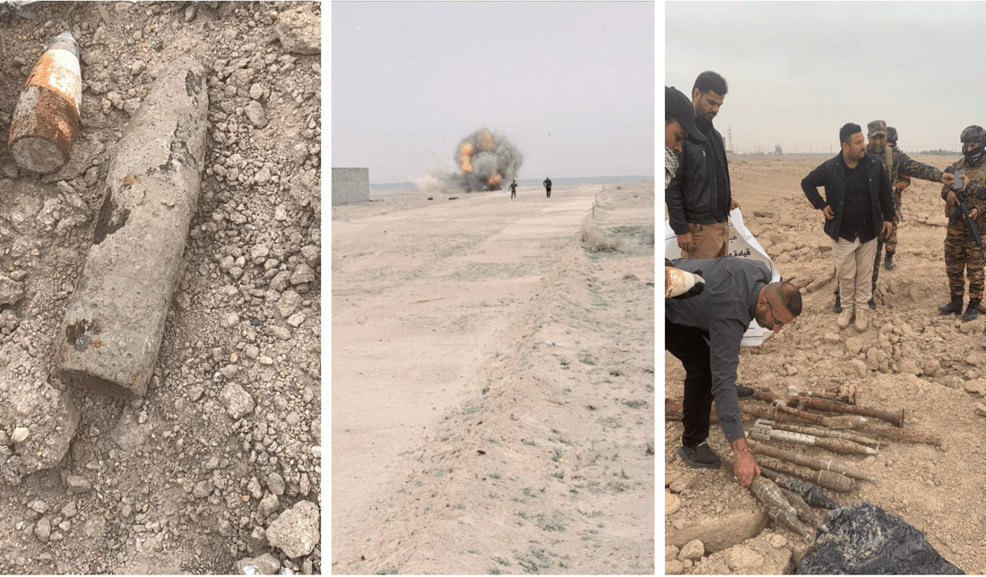 صور: الحشد يعثر على مقذوفات حربية تعود لداعش في الأنبار