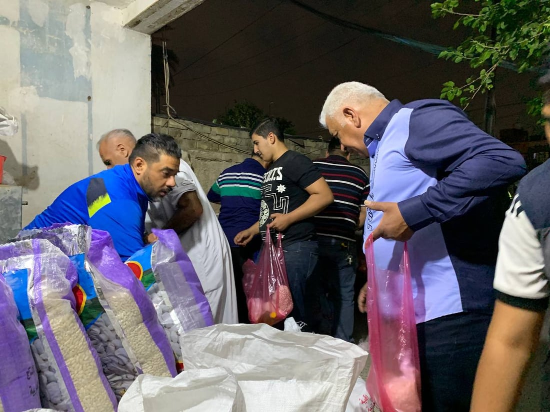 اليرموك تجمع 1000 سلة غذائية للمحتاجين في رمضان.. أول وجبتين لكربلاء والتاجي