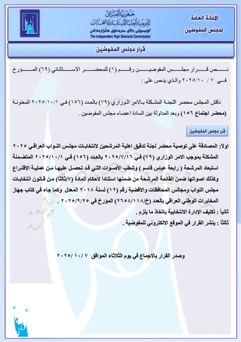 تغريم 98 مرشحاً واستبعاد آخرين.. حزمة قرارات من مفوضية الانتخابات