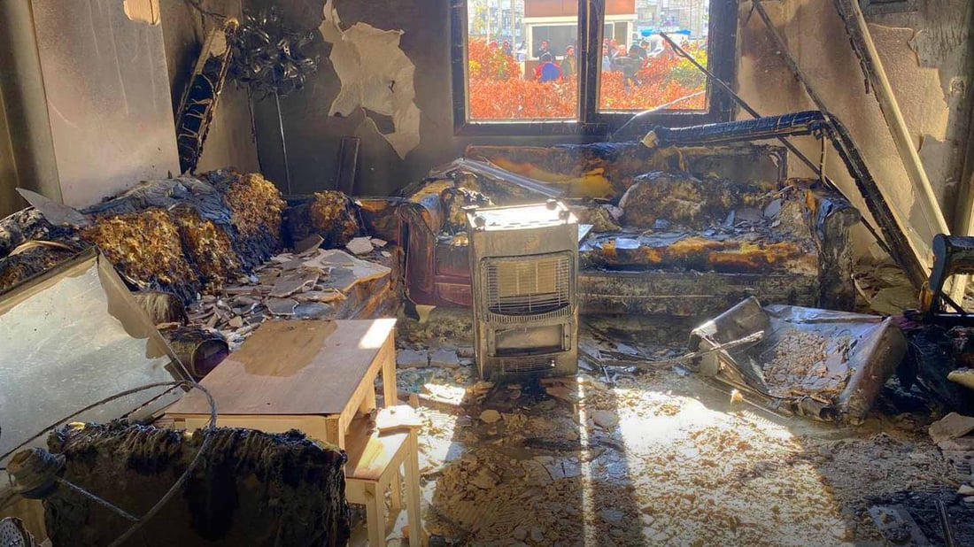 ماڵێک لە باڵەخانەیەکی هەولێر بەتەواوی سووتا