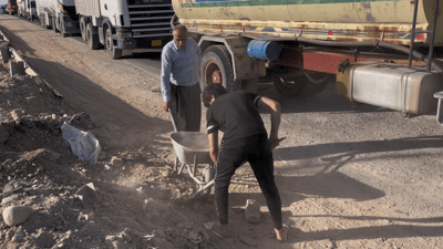 چەند مەترێکی شەقامی گومرگی هەولێر گرفتی بۆ شۆفێران دروستکردووە
