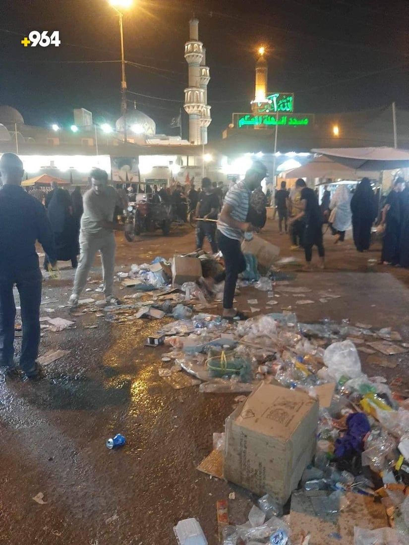 يمكن لبلدية الكوفة أخذ قسط من الراحة بعد الزيارة.. الأهالي نظفوا الشوارع (صور)