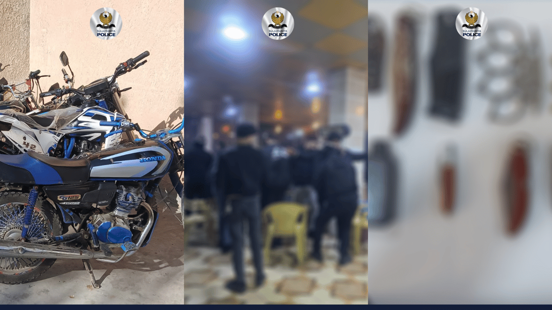 لە دەربەندیخان ژمارەیەک چەقۆ و ماتۆڕسکیل دەستیان بەسەرداگیرا