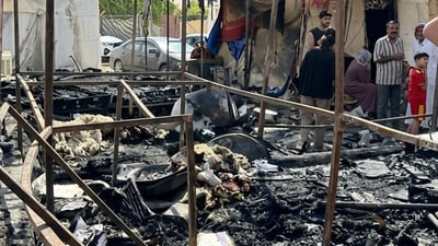 ئاگر زیانی بە کەمپی شاریا گەیاند