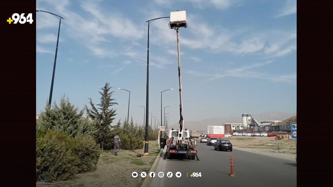 چاکسازی لە تۆڕی کارەبای شەقامە گشتییەکانی سلێمانیدا دەکرێت