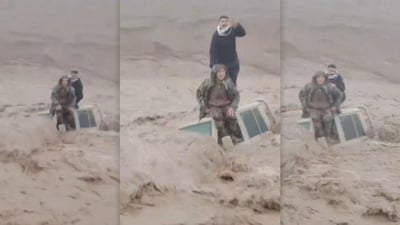 دوو پێشمەرگە لەناو لافاو گیریانخوارد بەڵام دواجار رزگارکران