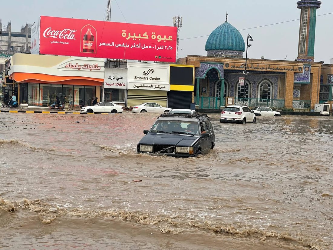 فيديو: “حالوب” كثيف يرشق النجف والأمطار الغزيرة استمرت 4 ساعات