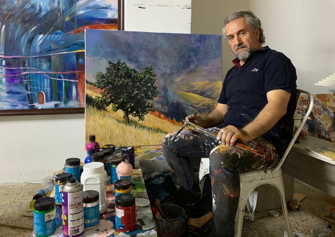 دیمه‌نێكی ئاگره‌كه‌ى هه‌ڵه‌بجه‌ له‌لایه‌ن شێوه‌كارێكه‌وه‌ كراوه‌ته‌ تابلۆ