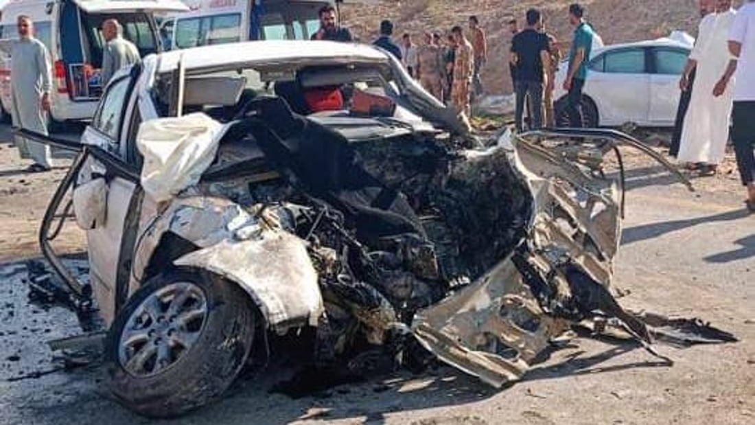 مصرع 4 أشخاص بحادث تصادم عنيف “كصة بكصة” بين سيارتين كاميري في الأنبار (صور)