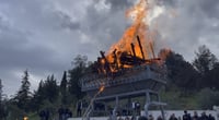 Newroz fire blazes at Sulaymaniyah's Mamayara hill, honoring spring and local poet