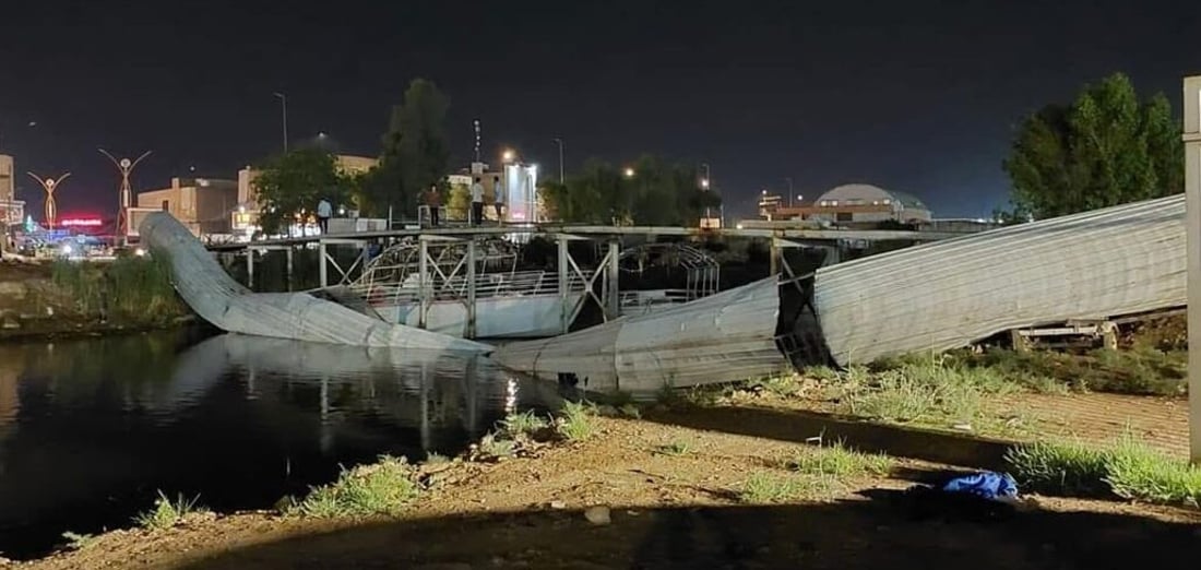 پردێك لە دیوانییە و سێ‌ تاوەری كارەبا لە سەڵاحەدین كەوتنەخوارەوە