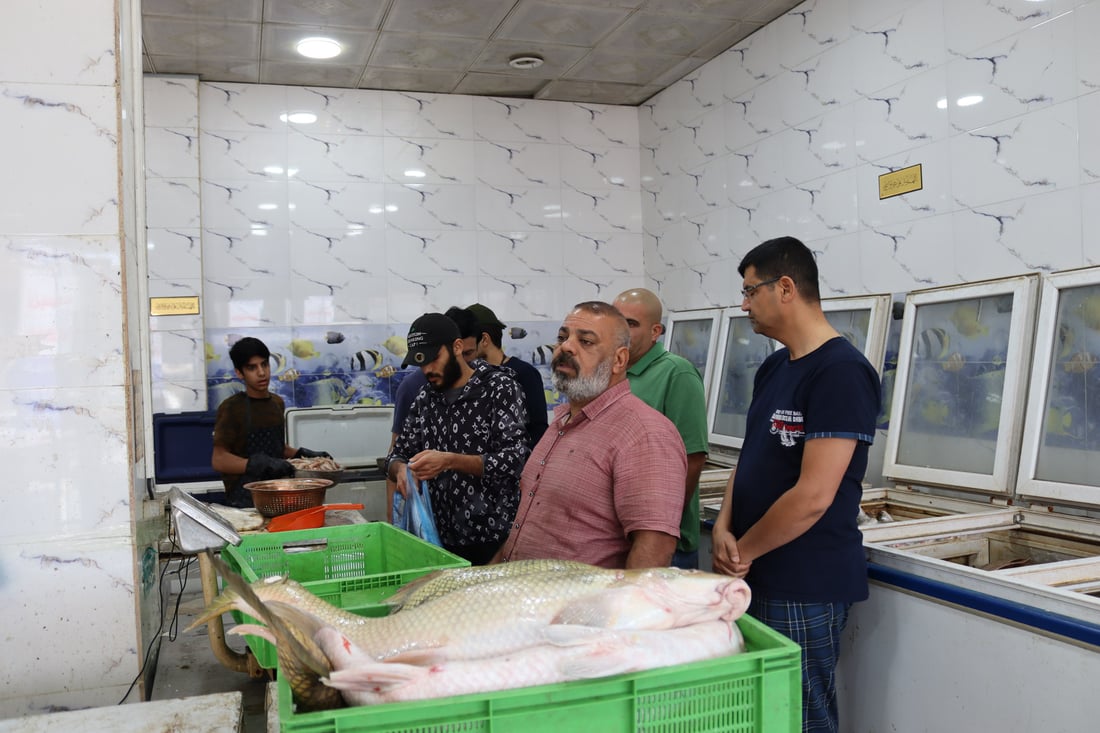 صور: “البغدادي” يبيع أسماك البصرة في باب المعظم.. “نادرة ومقطعة ونظيفة”
