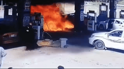 بەهۆی هەڵەی شۆفیرێک لە چەند خولەکێکدا بەنزیخانەیەک بەتەواوی سووتا