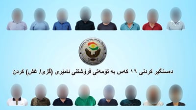 ئاسایش هه‌ولێر ده‌ستگیركردنى 16 کەسى بە تۆمەتی فرۆشتنی ئامێری غه‌شكردن راگه‌یاند