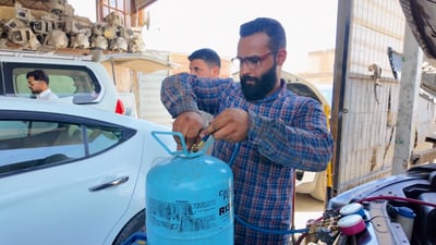 حرب إيران رفعت غاز التبريد 100 ألف.. الخلط ممنوع والفحص معقد عند فيترية النجف