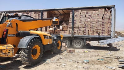 سێ تۆن و 250 کیلۆ جپسی ئێرانی دەستی بەسەردا گیرا