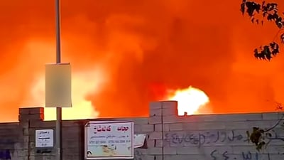 ئاگرێکی گەورە لە پشت کونسوڵخانەی ئەمریکا لە هەولێر کەوتەوە