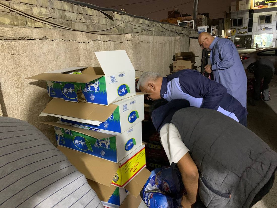 اليرموك تجمع 1000 سلة غذائية للمحتاجين في رمضان.. أول وجبتين لكربلاء والتاجي