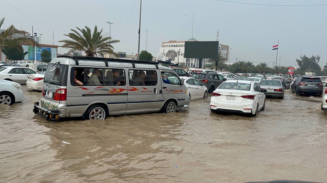 فيديو: “حالوب” كثيف يرشق النجف والأمطار الغزيرة استمرت 4 ساعات