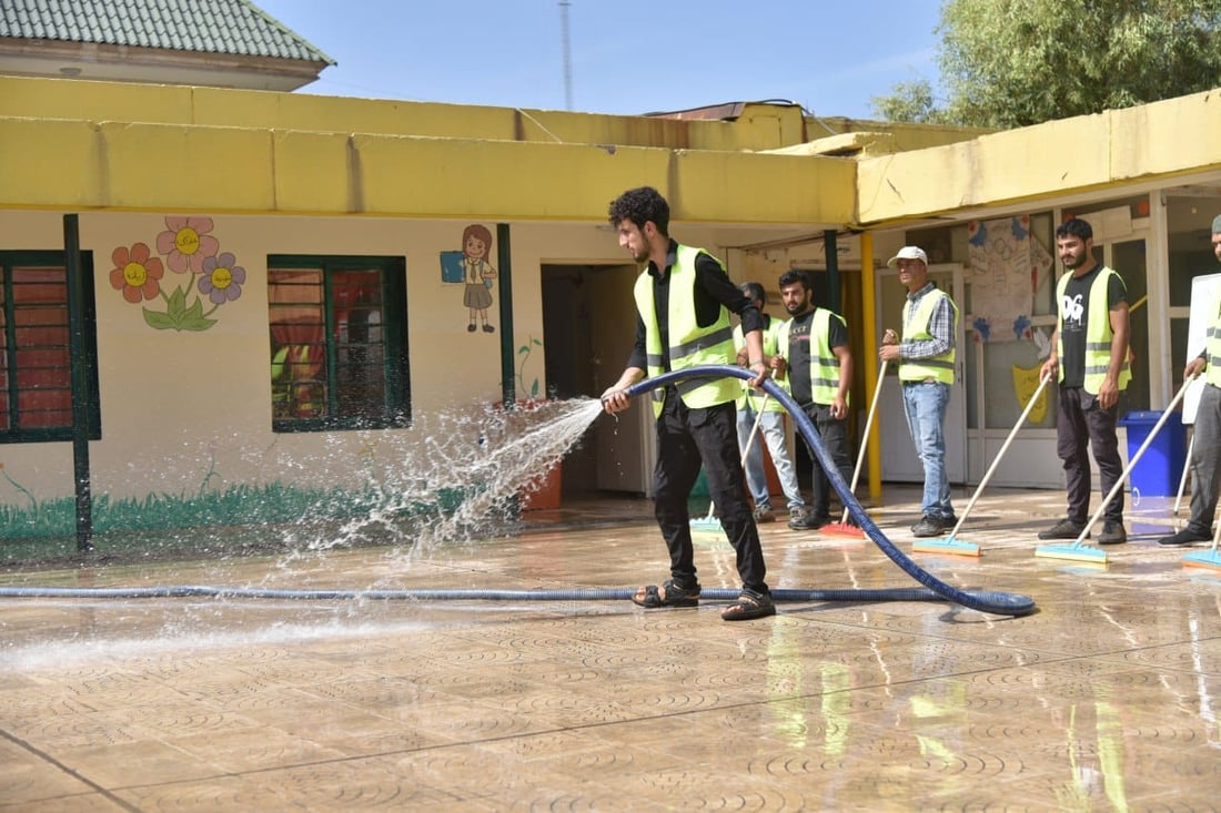 هەڵمەتی خاوێنکردنەوە و شوشتنی قوتابخانەکانی هەولێر بەردەوامە