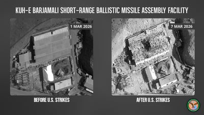 سێنتکۆم وێرانبوونی کارگەیەکی ستراتیژیی موشەکیی لەناو خاکی ئێراندا راگەیاند