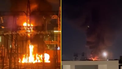 فيديو: النيران تتصاعد من محطة كهرباء قرب مجمع سكني في أبو غريب