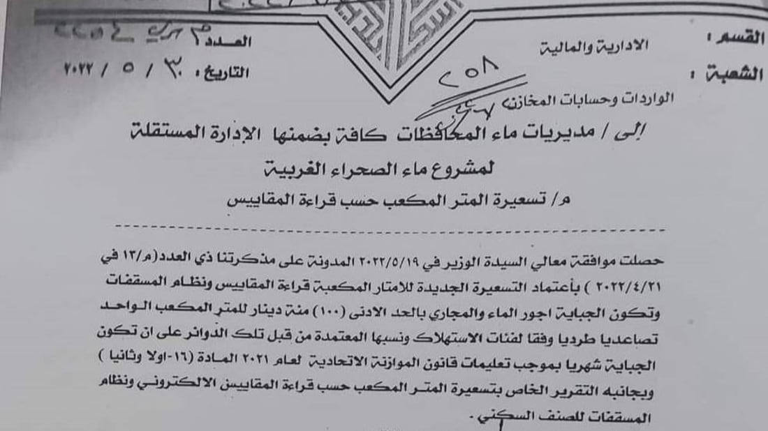 رسوم الماء تغضب أهالي بسماية.. ارتفعت 4 أضعاف ولا تقاس بالعداد! (صور)