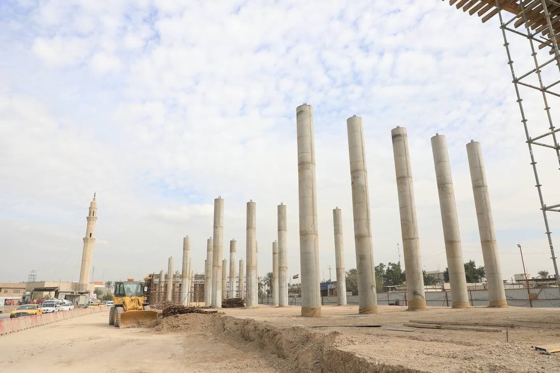 صور من مجسر تقاطع “قرطبة”.. الإعمار تنجز جميع ركائز المشروع في بغداد