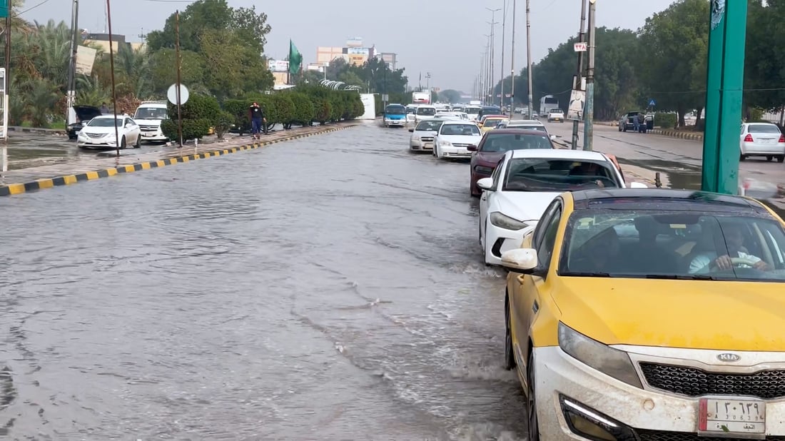 فيديو: “حالوب” كثيف يرشق النجف والأمطار الغزيرة استمرت 4 ساعات